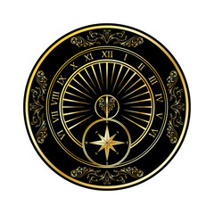 Sundial golden silhouette