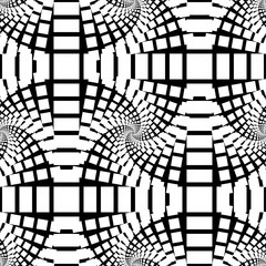 Abstract vector seamless op art pattern. Black and white pop art, graphic ornament. Optical illusion.