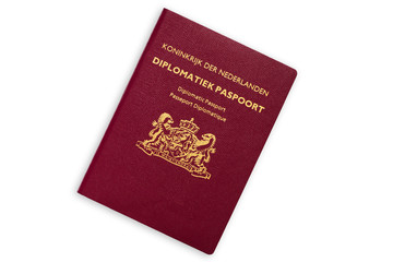 Holland red diplomatic passport isolated on white background