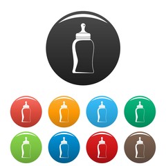 Fototapeta premium Bottle nipple icons set 9 color vector isolated on white for any design