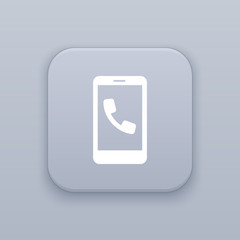 Mobile call, gray vector button with white icon