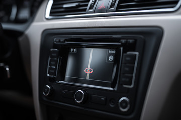 Obraz na płótnie Canvas Close-up of navigation system in modern car