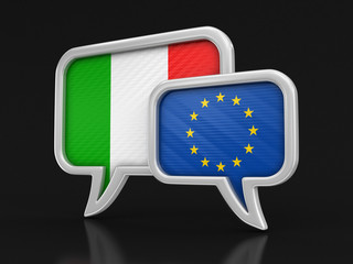 Speech bubbles with flags. Image with clipping path