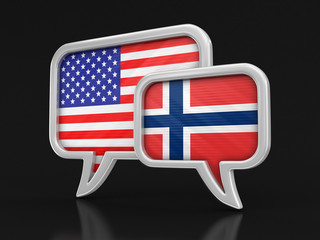 Speech bubbles with flags. Image with clipping path