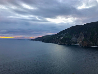 Slieve Leagues cliffs at sunset. Ireland