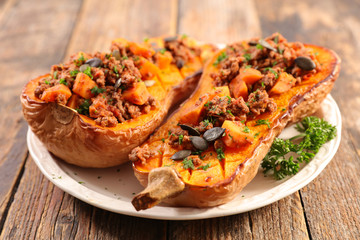 stuffed butternut slice with beef