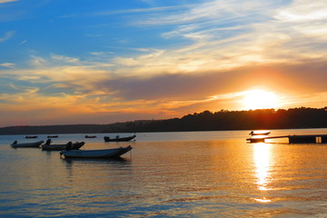 lac coucher soleil biscarosse