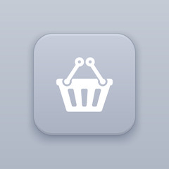 Shopping cart, gray vector button with white icon