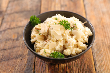 mushroom risotto and parmesan