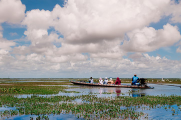 Fototapeta premium Tourist boat at lake of Talay Noi Phatthalung - Thailand
