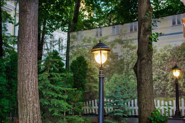 Street lights shining at the dark time