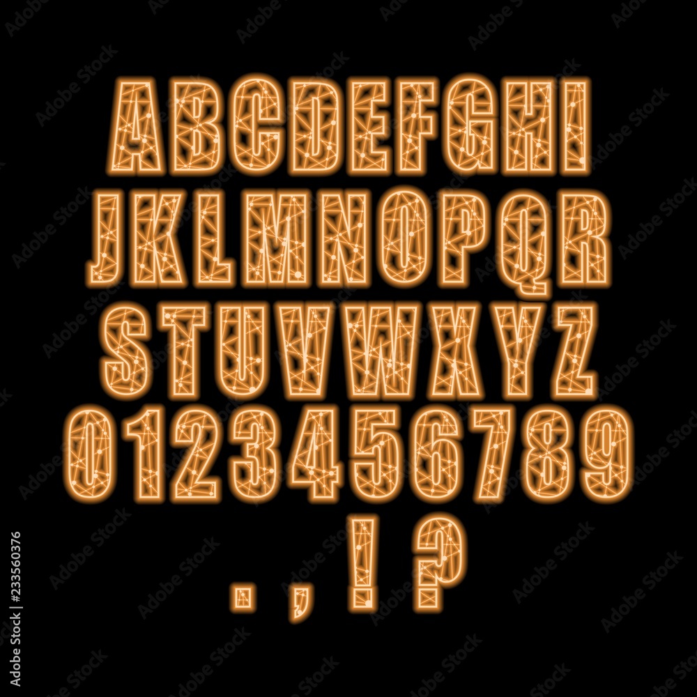 Fototapete decorative alphabet vector font. letters symbols and numbers. typography for headlines, posters etc.