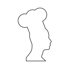 Chef in a cooking hat silhouette. Kitchen simple thin line icon.