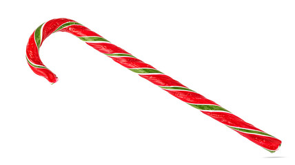 Christmas candy cane isolated on a white background.