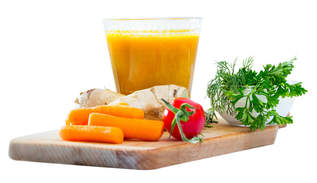 Fresh carrot and ginger juice