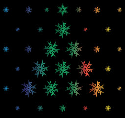 Fototapeta na wymiar Christmas card with colorful snowflakes.