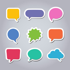 Colored text bubbles set balloons speech design vector template background.