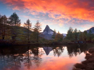 Fototapete Matterhorn mountain lake Grindjisee