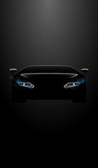 silhouette of the front of the car on a black background