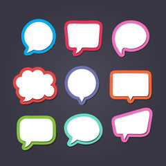 Colored text bubbles set balloons speech design vector template background.