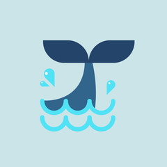 Whale tail in flat style