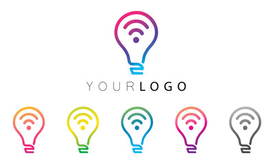 Creative bulb logo and gradient set: idea and smart logo design vector for start-up, innovative company, young and technology business