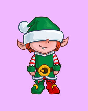 Christmas Cartoon Icon - Santa Elf Minion Helper