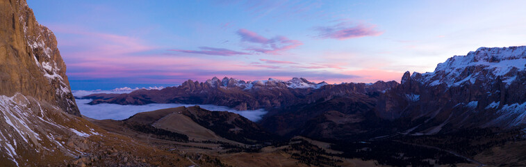 Beautiful Dolomites peaks panoramic view