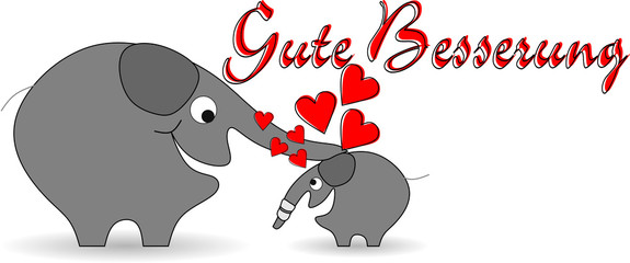 Elefant w&uuml;nscht kleinem Elefanten gute Besserung