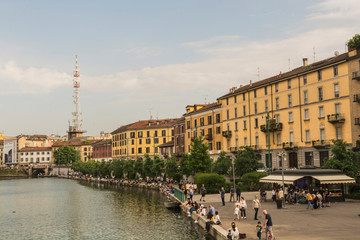 Milan, Darsena view on the canal, Italy