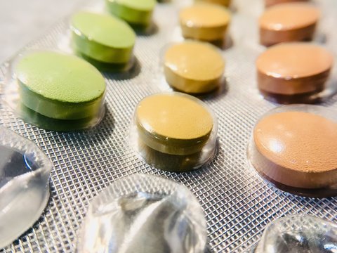 colorful pills blister medical production