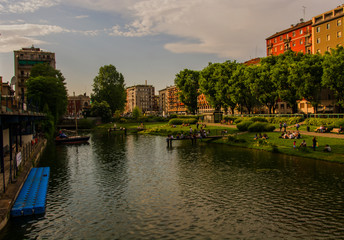 Naklejka premium Milan, Darsena view on the canal, Italy