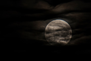 Fototapeta na wymiar Moon and clouds in Manresa, Catalonia, Spain