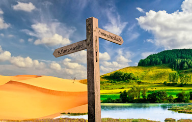 Wegweiser zu Umweltschutz oder Klimawandel