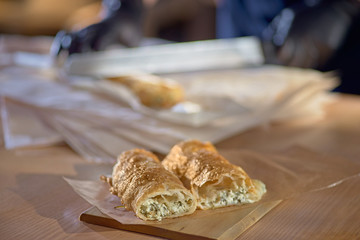 Cook prepared Vertuta or cottage cheese with cheese, selective focus.restaurant.