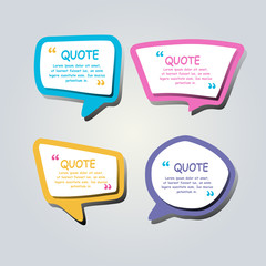 Colored text bubbles set balloons speech design vector template background.