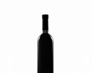 silhouette of wine bottles with a white tint on a black background