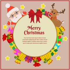 cute merry christmas with ribbon reindeer gift sacks