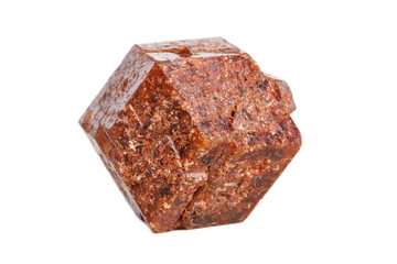 Macro mineral stone Garnet on a white background