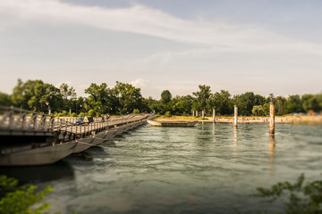 Fototapeta premium Bereguardo, Pavia, bridge of boats, Italy