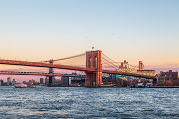 Brooklyn bridge with Brooklyn from Manhattan in New York, NY, USA
