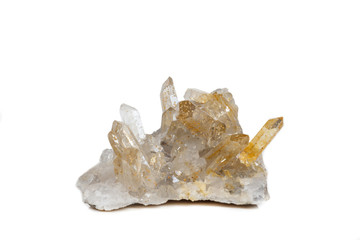 Obraz premium Macro Mineral Stone Crystals Citrine on a white background