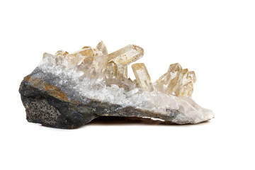 Macro Mineral Stone Crystals Citrine on a white background