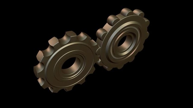 3D animation of rotation of the two gears. An alpha channel is available.