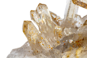 Macro Mineral Stone Crystals Citrine on a white background