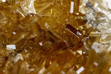 Macro mineral stone baryte crystals, Barite on a white background