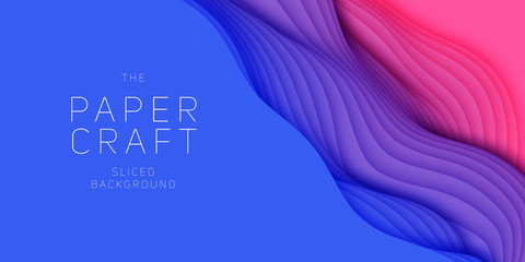 Vector 3D abstract background with paper cut shape. Colorful carving art. Paper craft Antelope canyon landscape with gradient colors. Minimalistic design for business presentations, flyers. © garrykillian