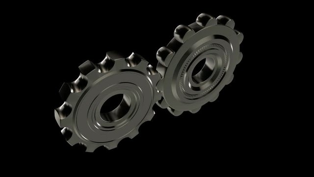 3D animation of rotation of the two gears. An alpha channel is available.