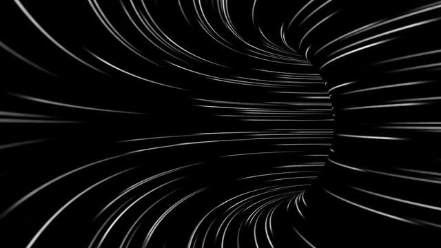 POV moving through black and white striped tunnel. Loopable animation