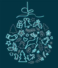 a Christmas ball from various Christmas objects